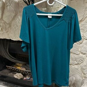 Terra & Sky 1X teal blouse